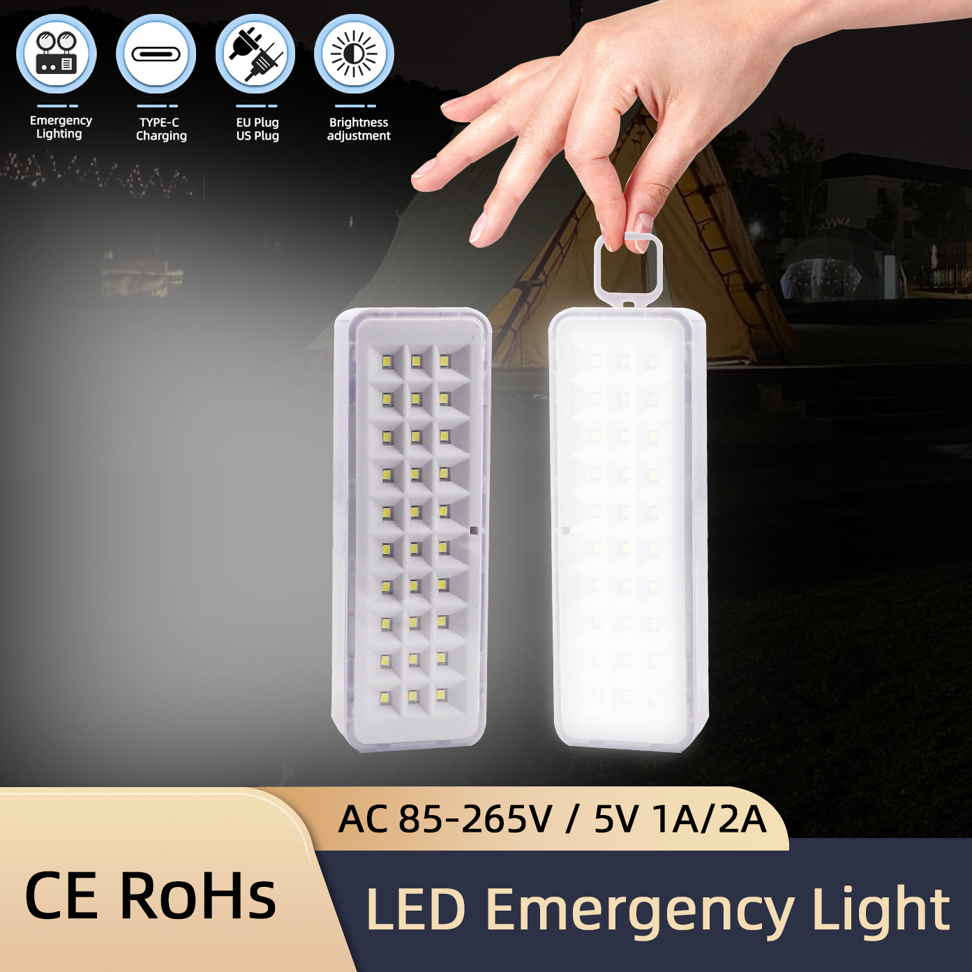 Power Outage Light - 30/60LED Emergency Fire Fighting Lamp Portable