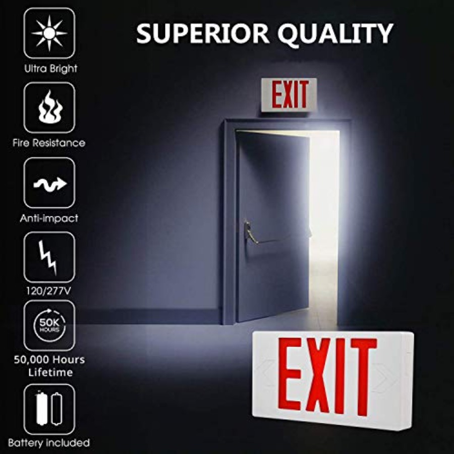 Ultra Slim LED Exit Sign, Red  - Emergency Exit Sign recensie en prijs