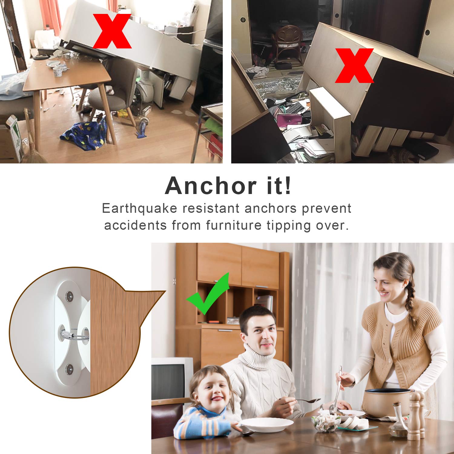 6 Set Furniture Wall Anchors A - Earthquake Anchor Strap recensie en prijs