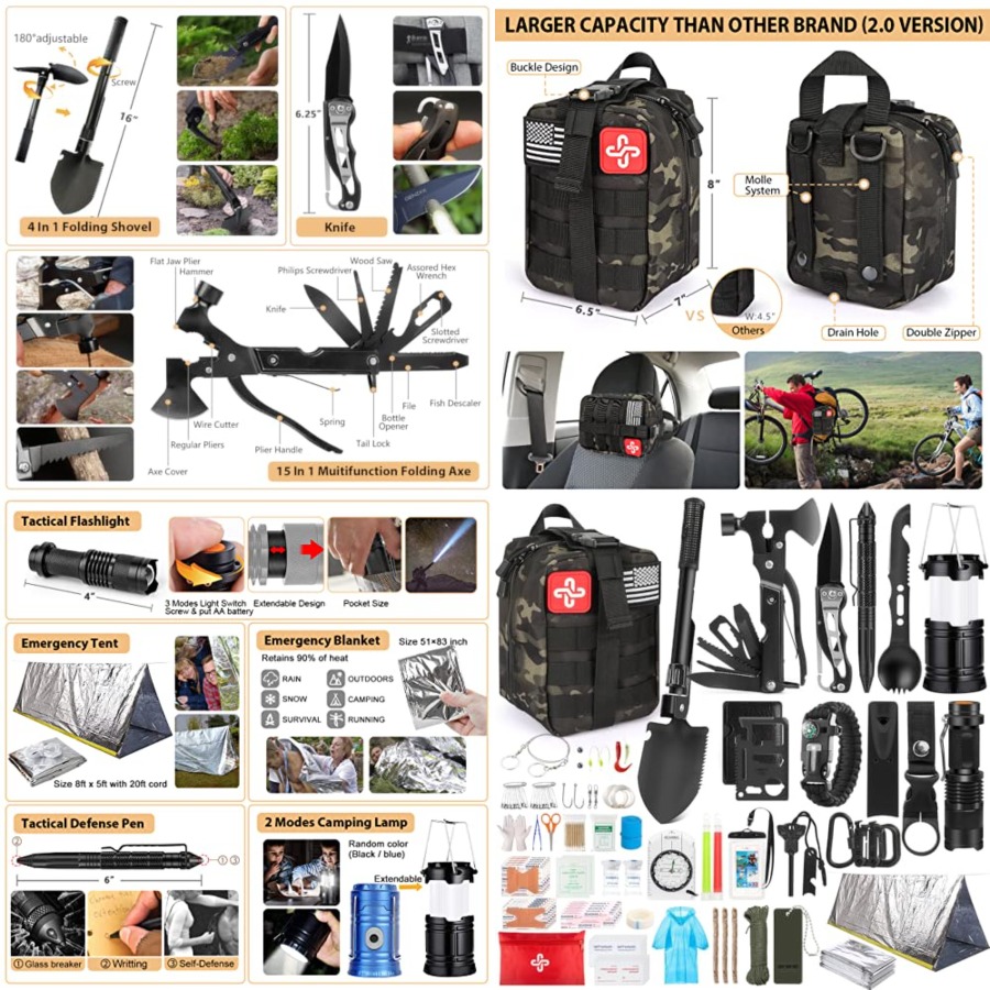 Survival Kit, 250Pcs Survival  - First Aid Bag Kit recensie en prijs