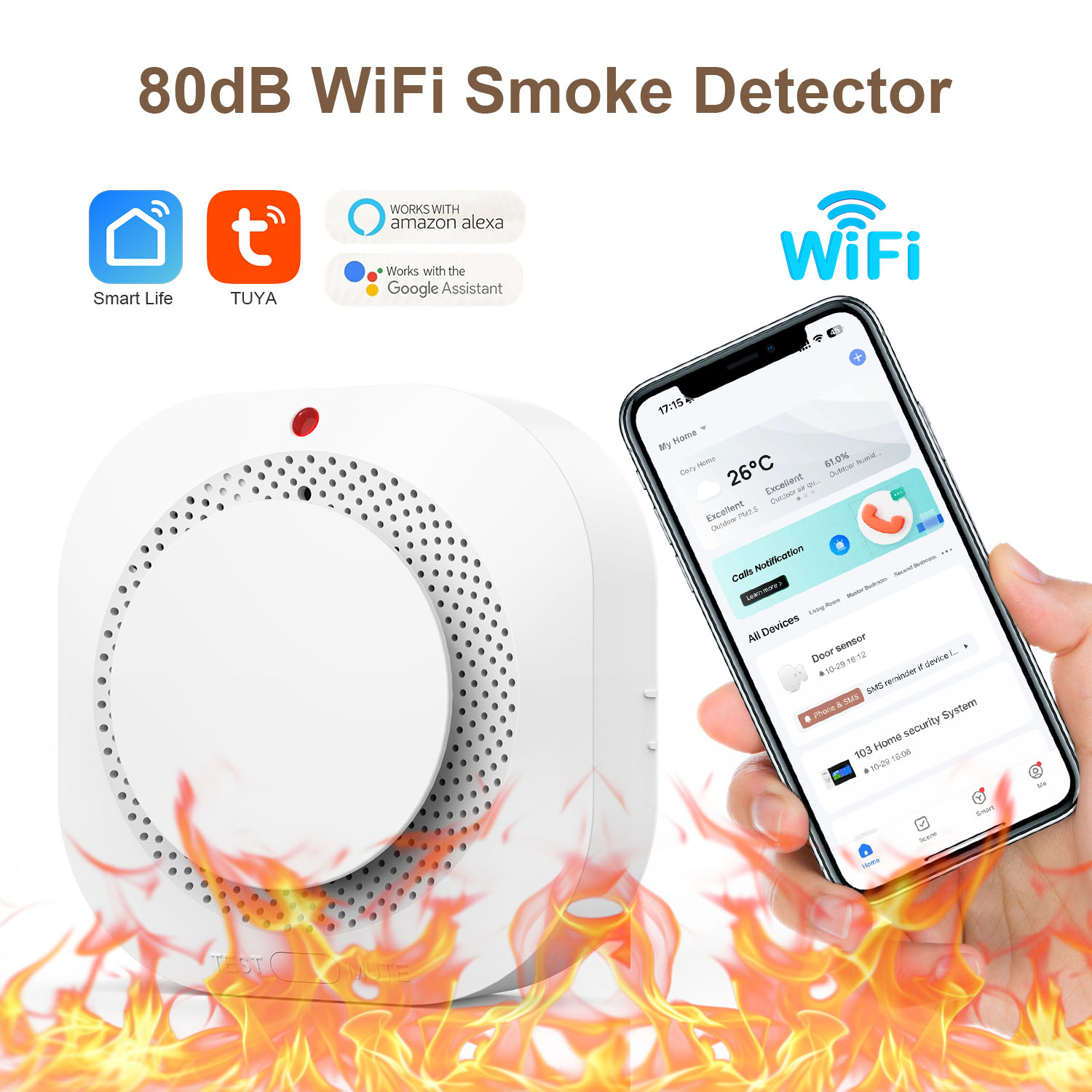 WiFi Fire Protection Smoke Sen - Smoke Detector Interconnected recensie en prijs