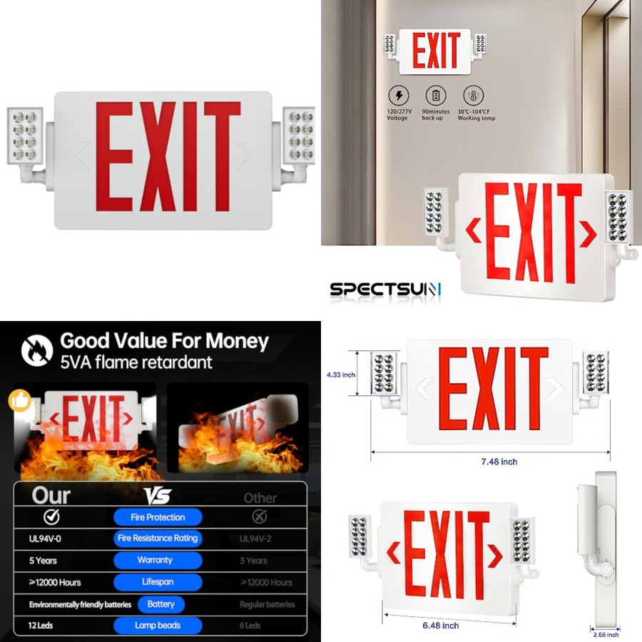 Spectsun 1 Pack Exit Signs wit - Emergency Exit Sign recensie en prijs