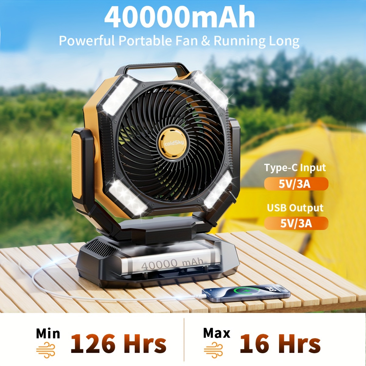 coldSky  Camping Fan, Battery  - Power Outage Light recensie en prijs